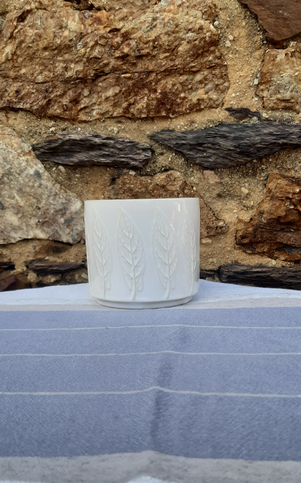 cache pot céramique feuille