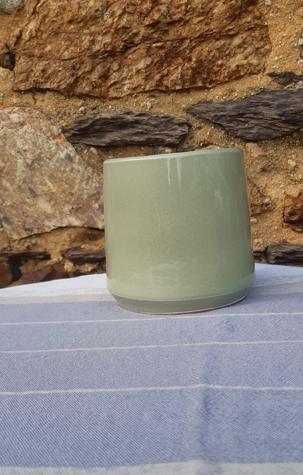 cache pot céramique verte