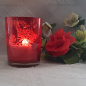 photophore rose rouge ambiance