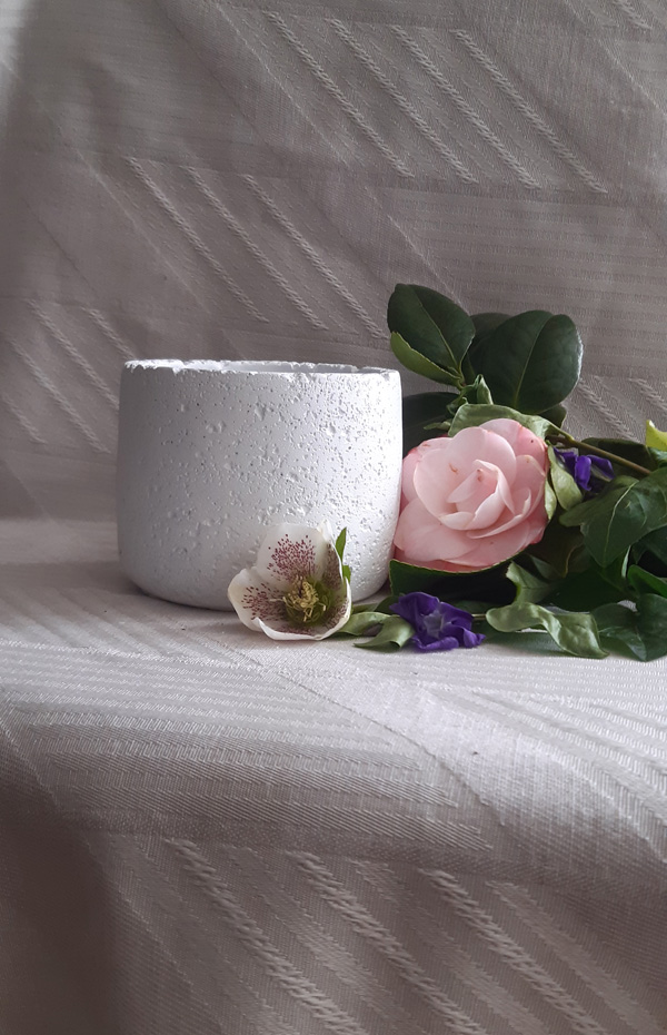 pot ciment sablé blanc ambiance